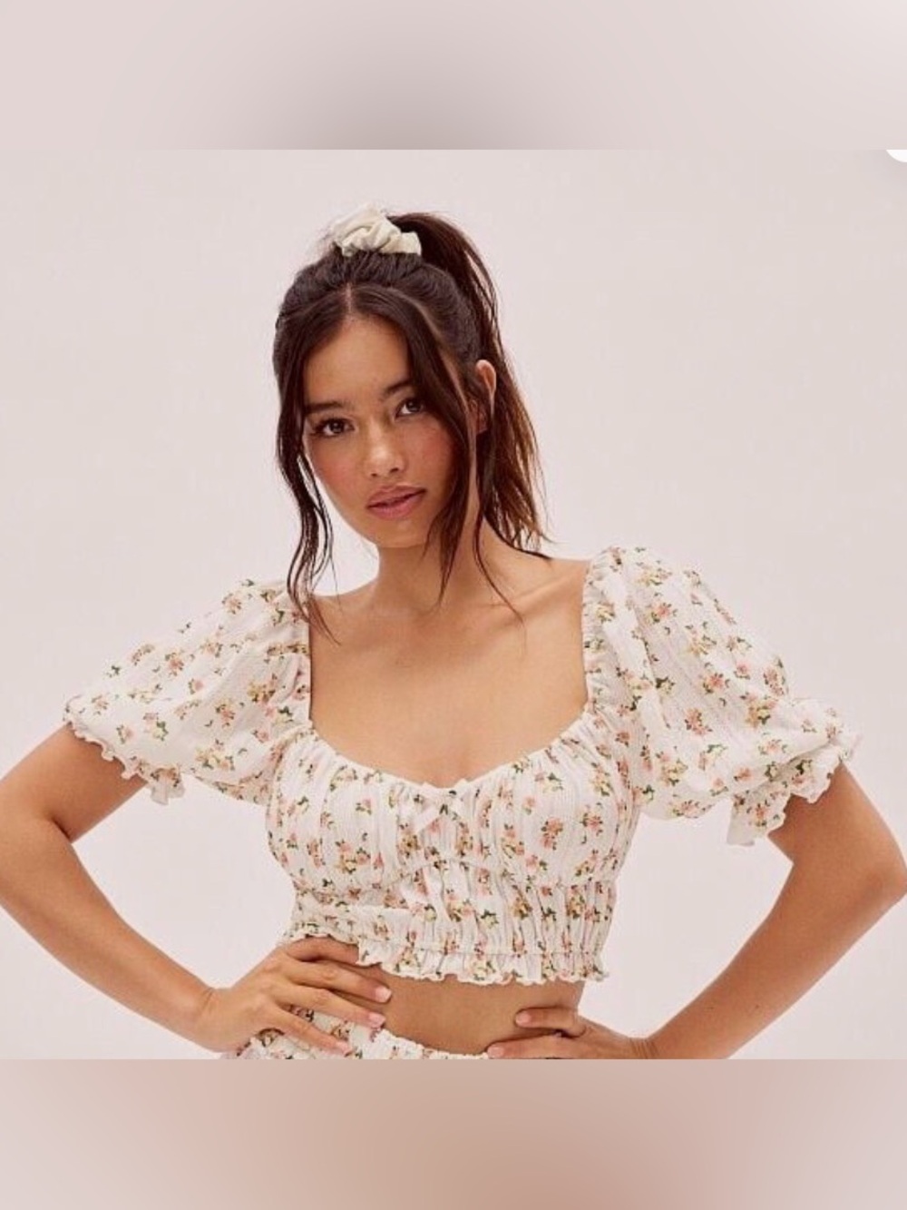 For Love & Lemons Lola Pointelle Crop Top size medium